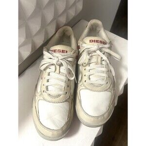 VTG Diesel E-Motion W Shoes Womens Size 8 White Cream Red Leather Y2K Retro 2007